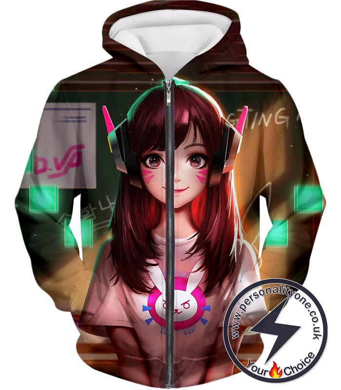 Overwatch Super Cute Overwatch Tank Agent D.Va Cool Zip Up Hoodie